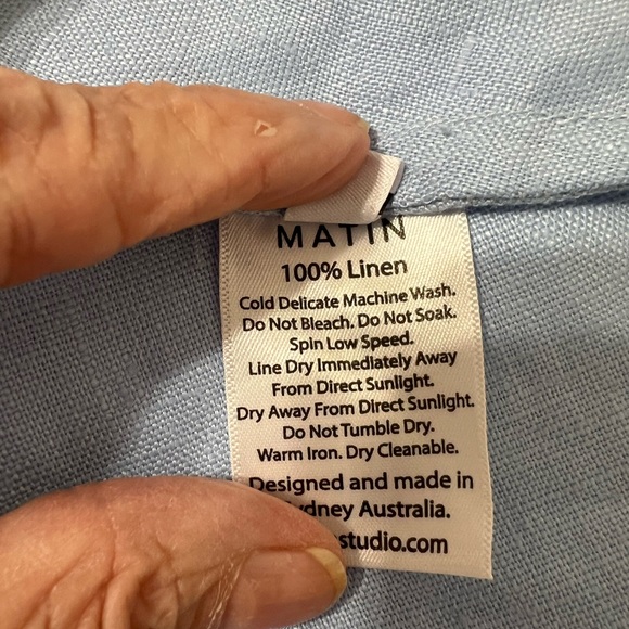 MATIN 100% LINEN 4POCKET SUNDRESS SKY BLUE. LIGHTWEIGHT (IF YOU KNOW U KNOW)SZ L - Picture 8 of 11